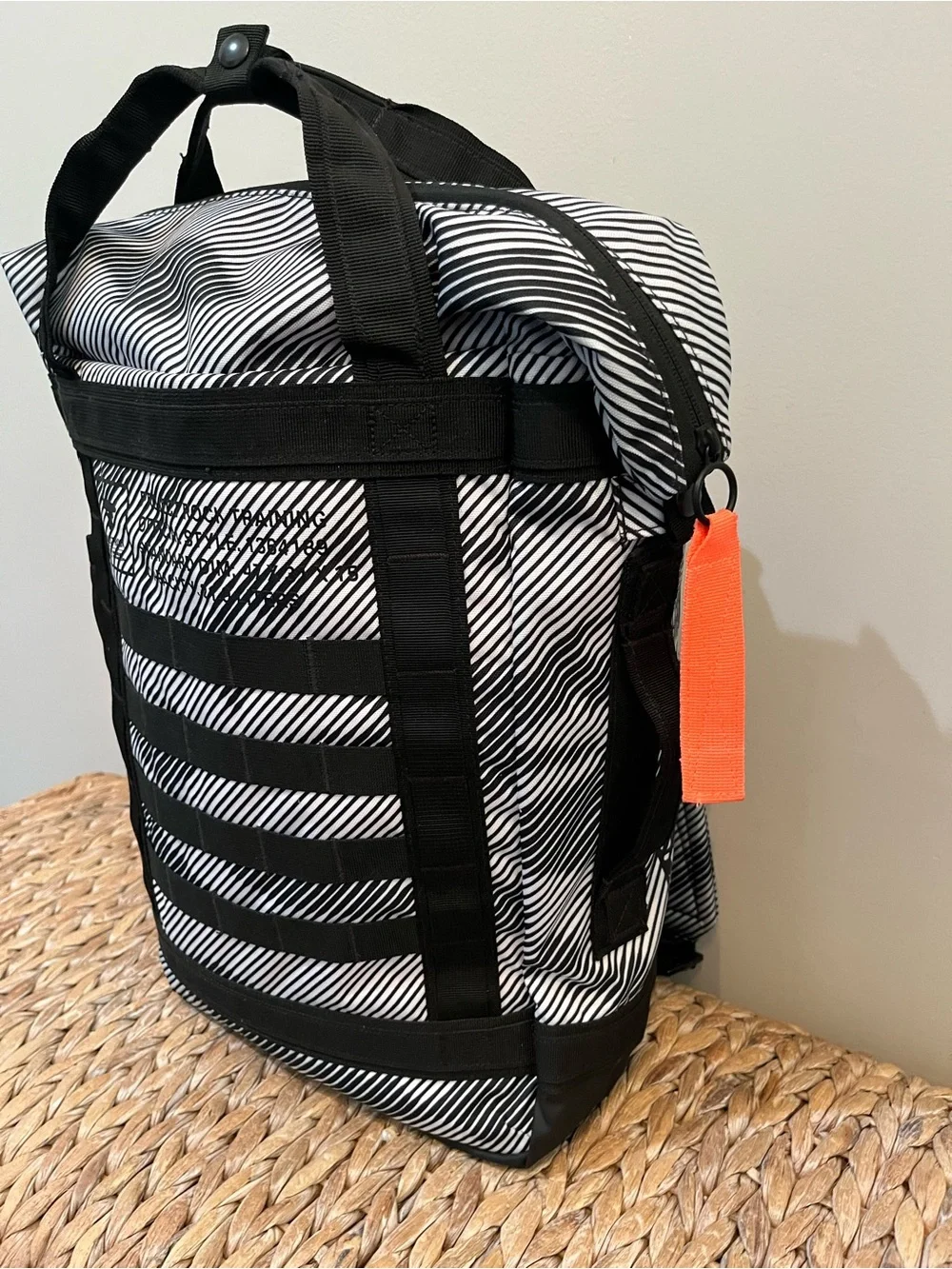 Under Armour Project Rock‎ Box Duffle Backpack Black White Stripe Unisex NWOT